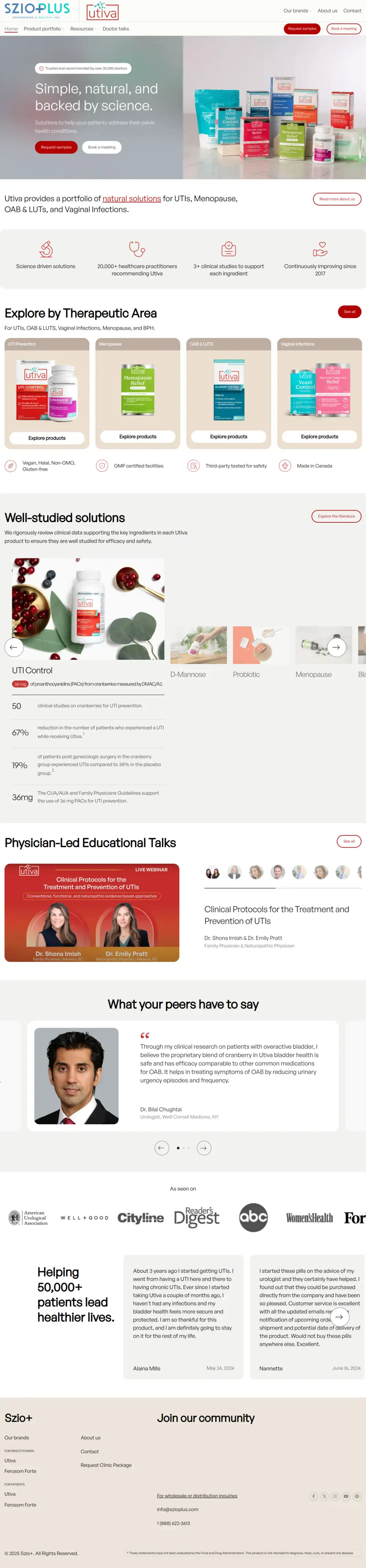 Utiva homepage preview